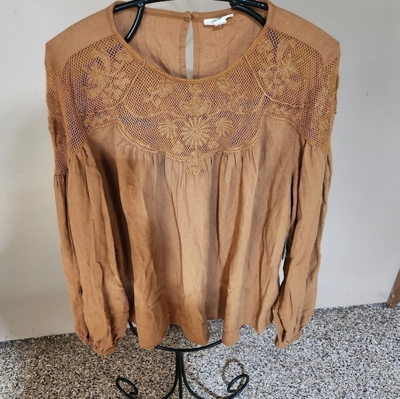 a.n.a Copper Long Sleeve Pullover Unique Designed Sz. XXL Blouse - Picture 1 of 11